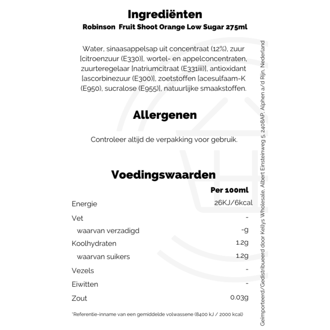 Robinson  Fruit Shoot Orange Low Sugar 275ml