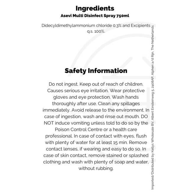 Asevi Multi Disinfect Spray 750ml