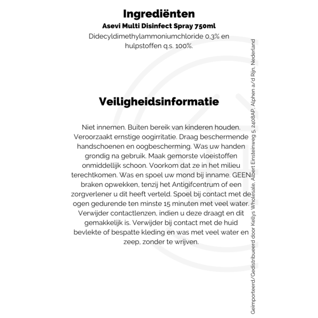 Asevi Multi Disinfect Spray 750ml