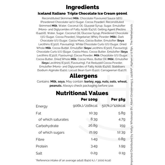 Iceland Italiano  Triple Chocolate Ice Cream 900ml