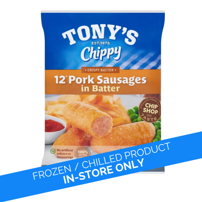 Tony's Chippy 12 Pork Sausages in Batter 460g