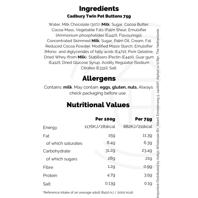 Cadbury Twin Pot Buttons 75g