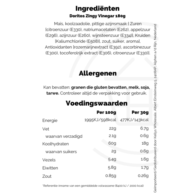 Doritos Zingy Vinegar 180g