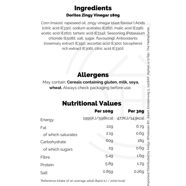 Doritos Zingy Vinegar 180g