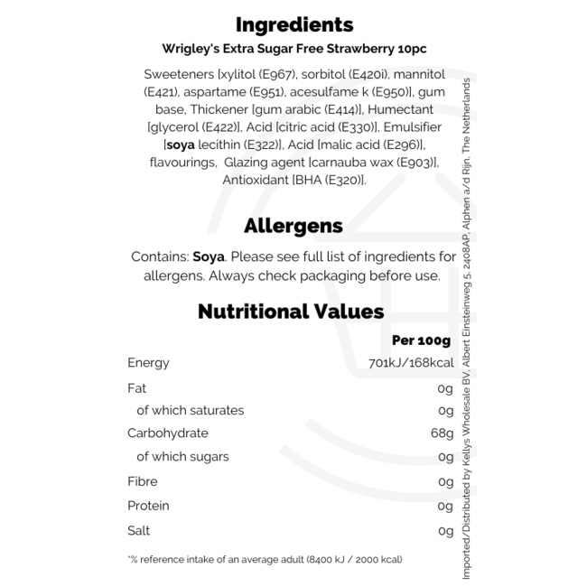 Wrigley's Extra Sugar Free Strawberry 10pc