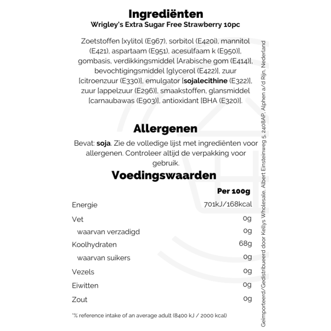Wrigley's Extra Sugar Free Strawberry 10pc