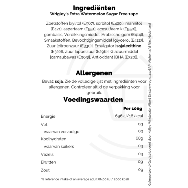 Wrigley's Extra Watermelon Sugar Free 10pc – Süßigkeiten