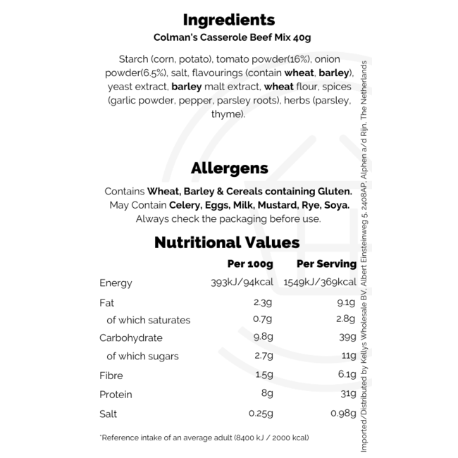 Colman's Casserole Beef Mix 40g – Fertigmischung