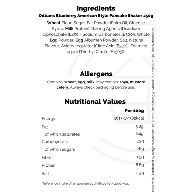 Odlums Blueberry American Style Pancake Shaker 250g