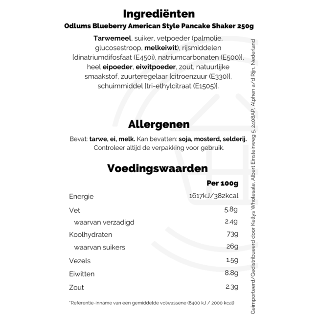 Odlums Blueberry American Style Pancake Shaker 250g