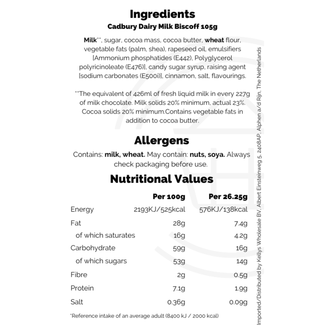 Cadbury Dairy Milk Biscoff 105g – Schokolade