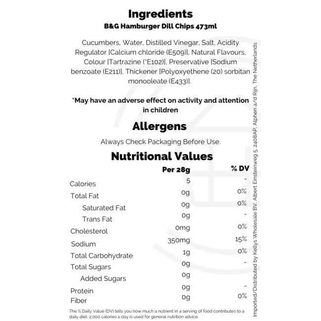 B&G Hamburger Dill Chips 473ml