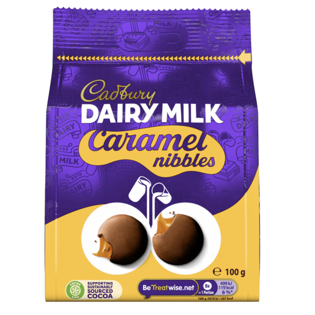 Cadbury Caramel Nibbles Bag 100g