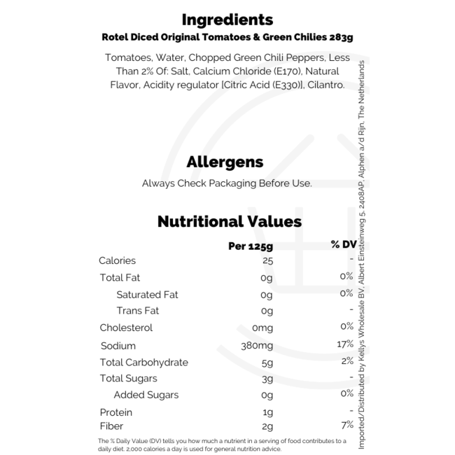 Rotel Diced Original Tomatoes & Green Chilies 283g