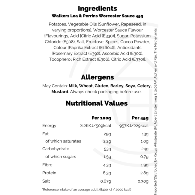 Walkers Lea & Perrins Worcester Sauce 45g – Chips & Snacks