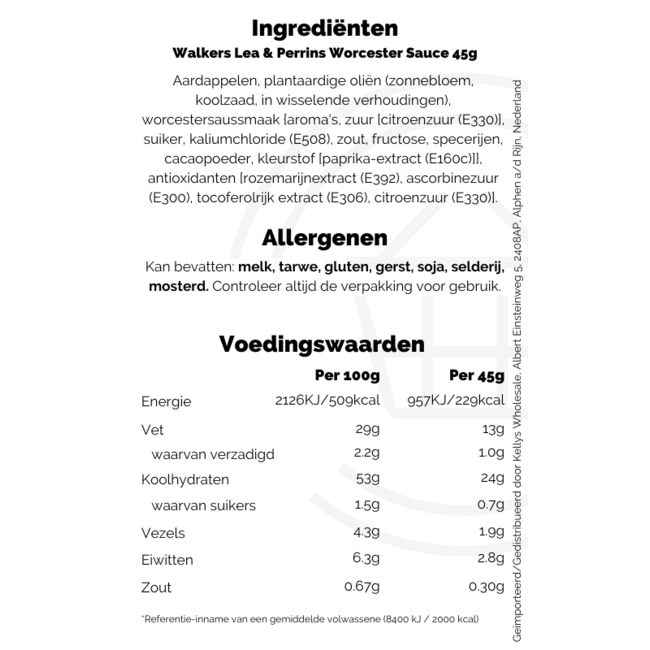 Walkers Lea & Perrins Worcester Sauce 45g