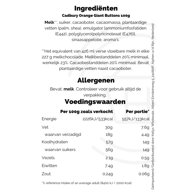 Cadbury Orange Buttons Bag 100g
