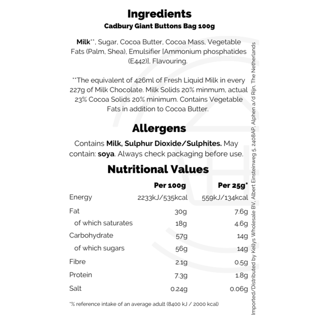 Cadbury Giant Buttons Bag 100g