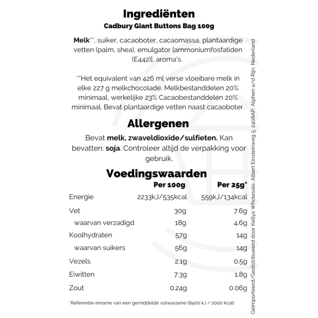 Cadbury Giant Buttons Bag 100g