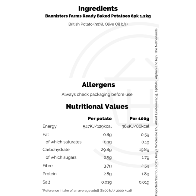 Bannisters Farms Ready Baked Potatoes 8pk