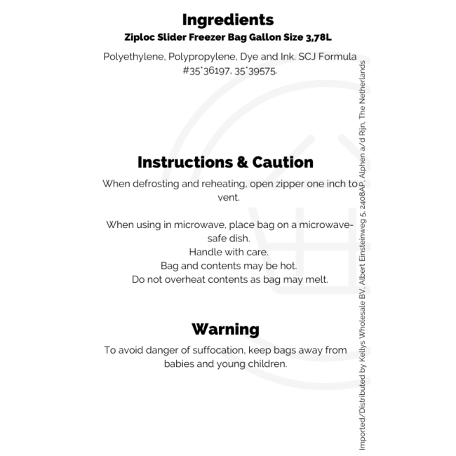 Ziploc Slider Freezer Bag Gallon Size 3,78L