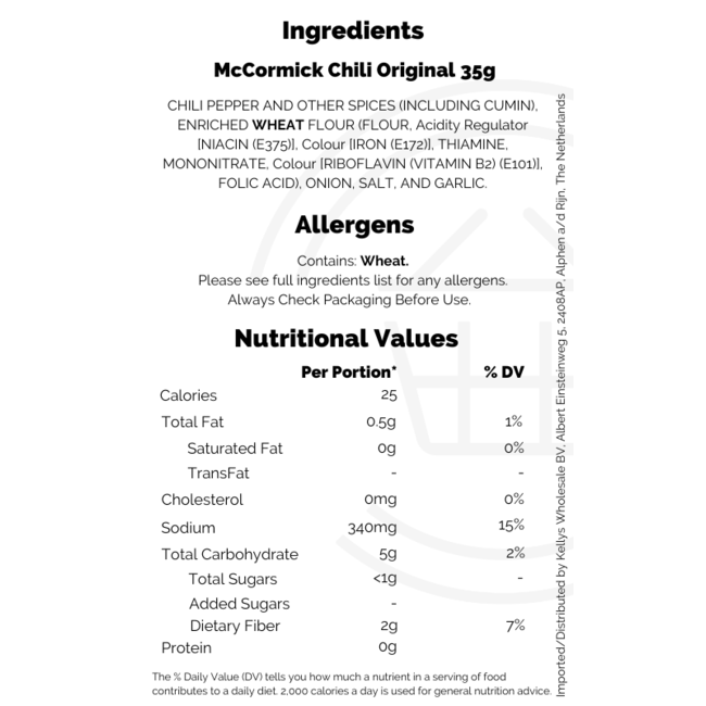McCormick Chili Seasoning 35g – Gewürzmischung