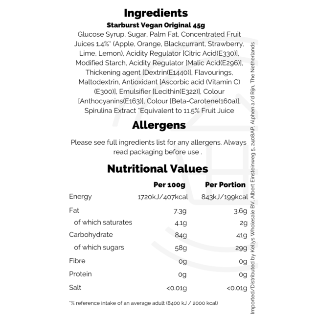 Starburst Vegan Original PM65P 45g