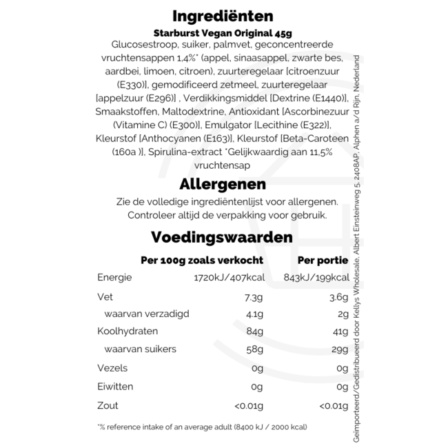 Starburst Vegan Original PM65P 45g