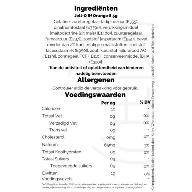 Jell-O Sf Orange 8.5g