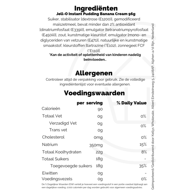 Jell-O Instant Pudding Banana Cream 96g