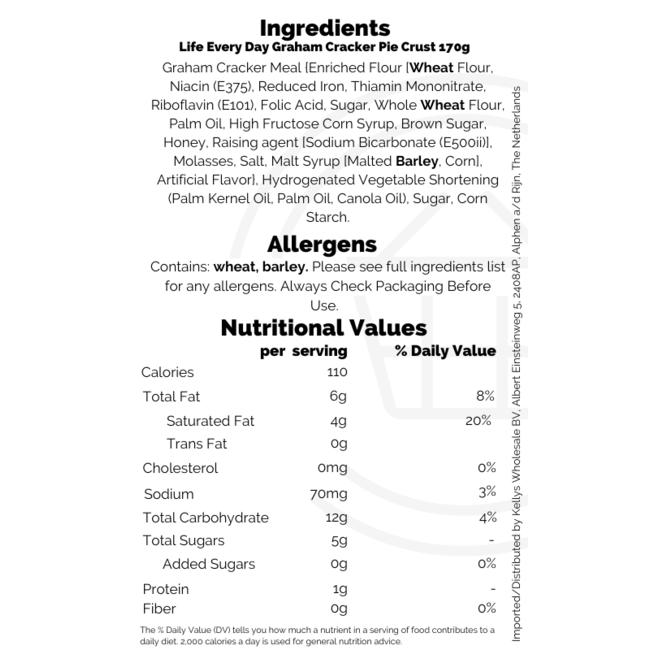 Life Every Day Graham Cracker Pie Crust 170g