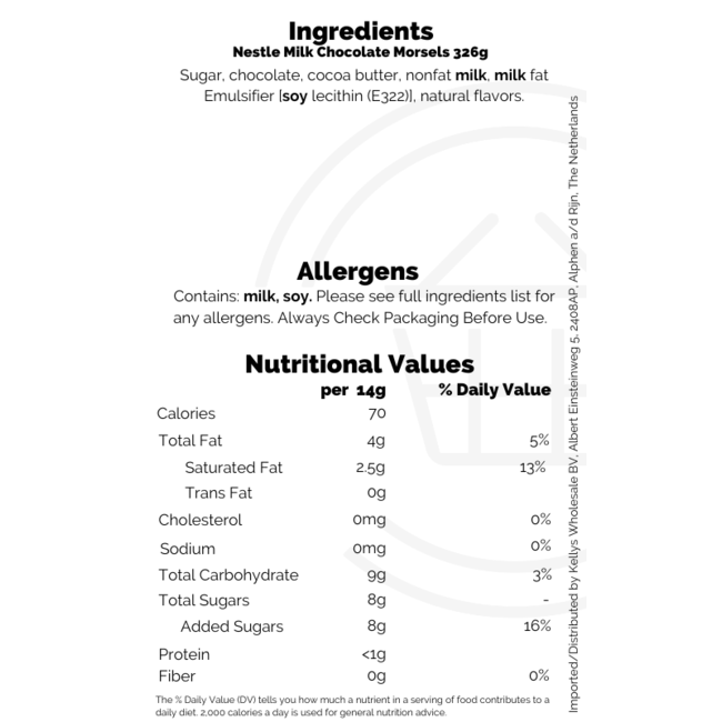Nestle Milk Chocolate Morsels 326g