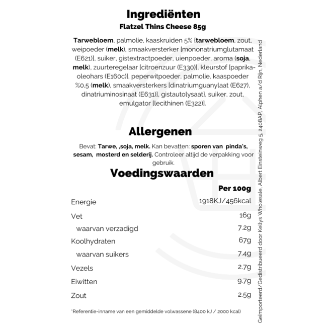 Flatzel Thins Cheese 85g