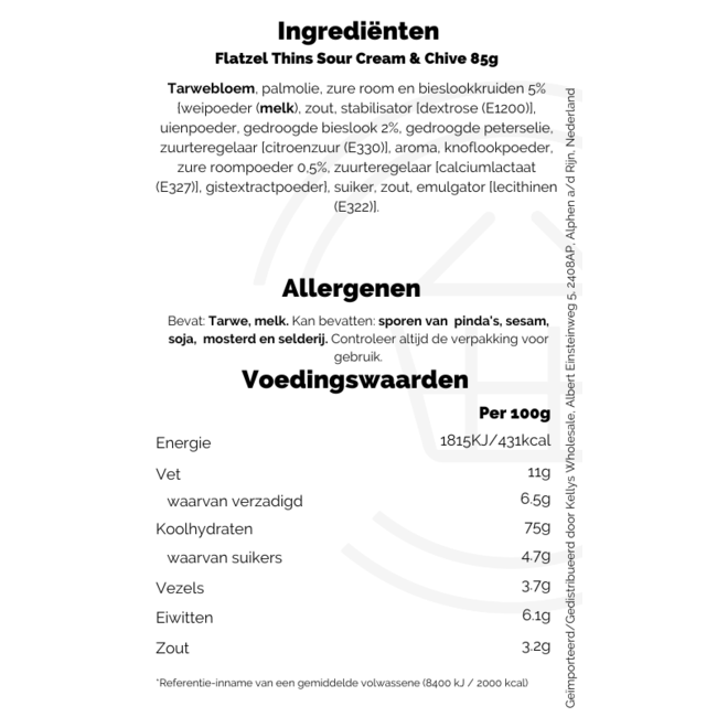 Flatzel Thins Sour Cream & Chive 85g