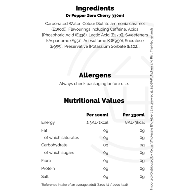 Dr Pepper Zero Cherry 330ml