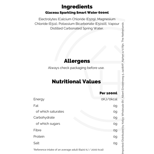 Glaceau Sparkling Smart Water 600ml