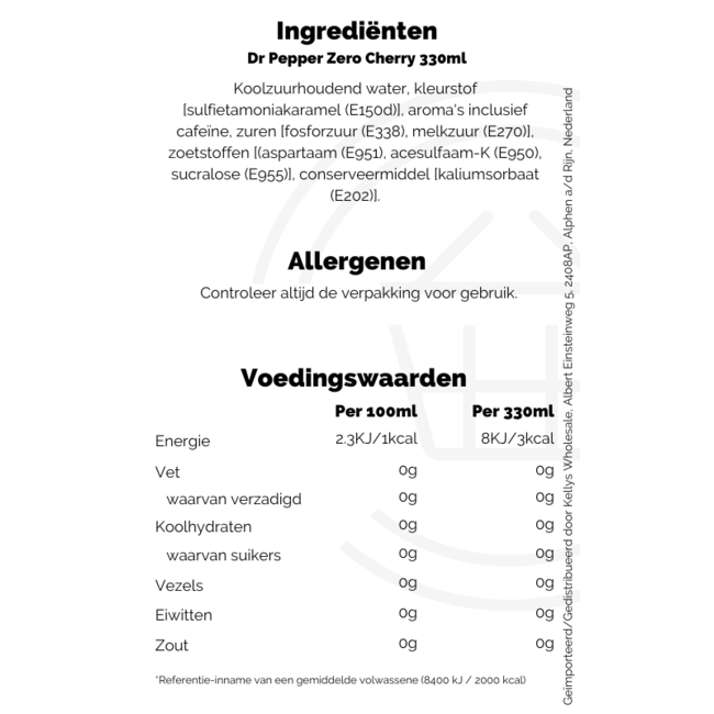 Dr Pepper Zero Cherry 330ml