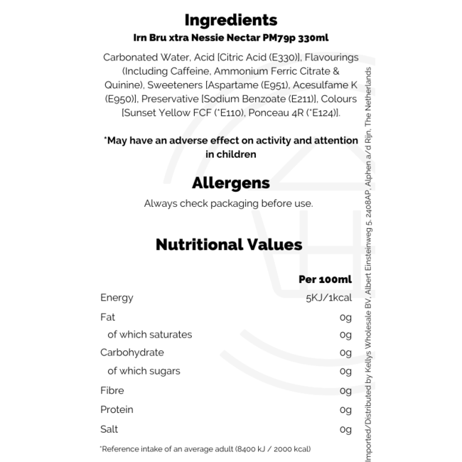 Irn Bru xtra Nessie Nectar PM79p 330ml