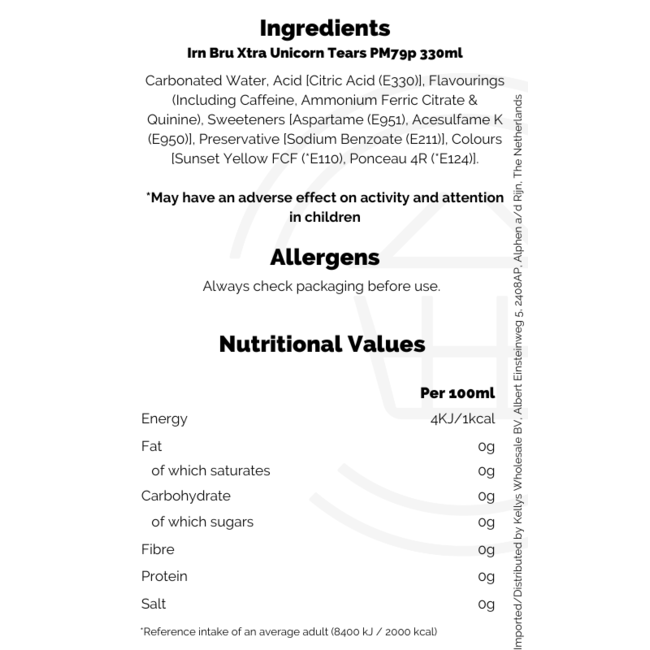 Irn Bru Xtra Unicorn Tears PM79p 330ml