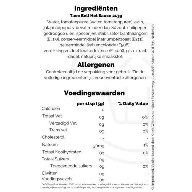 Taco Bell Hot Sauce 213g