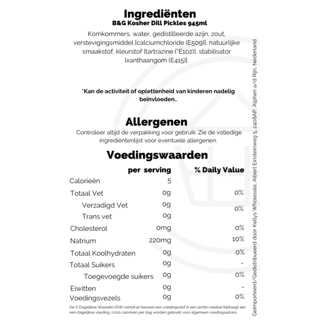 B&G Kosher Dill Pickles 945ml