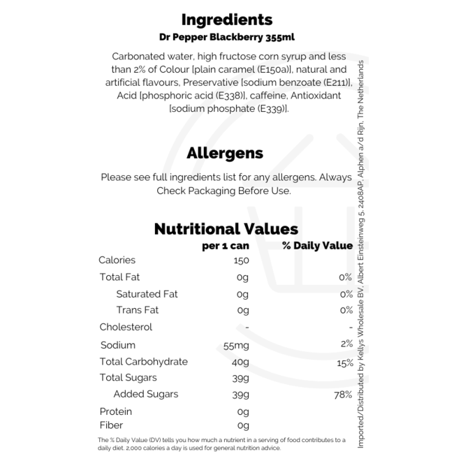 Dr Pepper Blackberry 12x355ml BBD: 05-01-2026