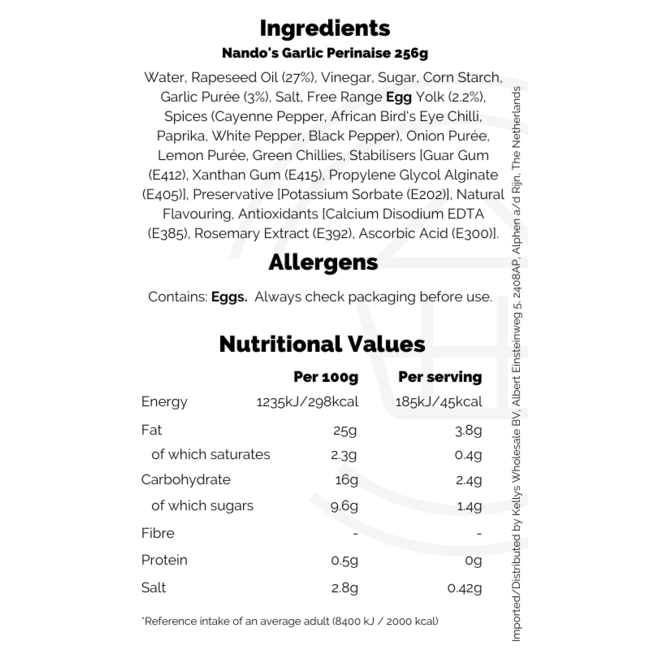 Nando's Garlic Perinaise 256g – Sauce & Dressing