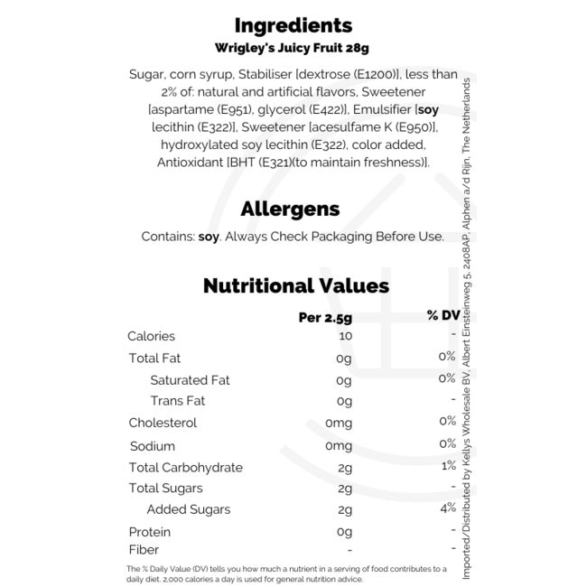Wrigley's Juicy Fruit 28g