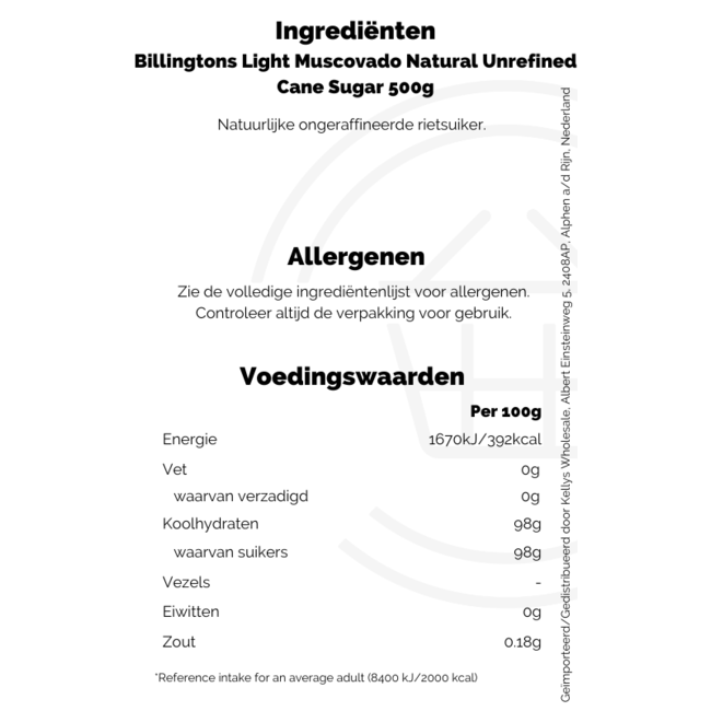 Billington's Light Muscovado Natural Unrefined Cane Sugar 500g