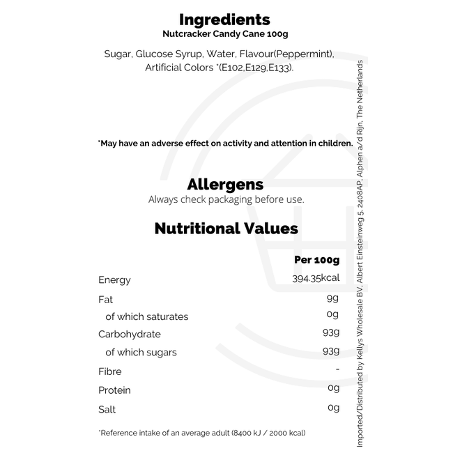 Rose Confectionery Nutcracker Peppermint Candy Canes 10pk 100g