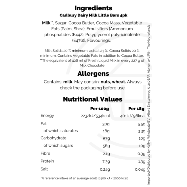 Cadbury Dairy Milk Little Bars 4pk