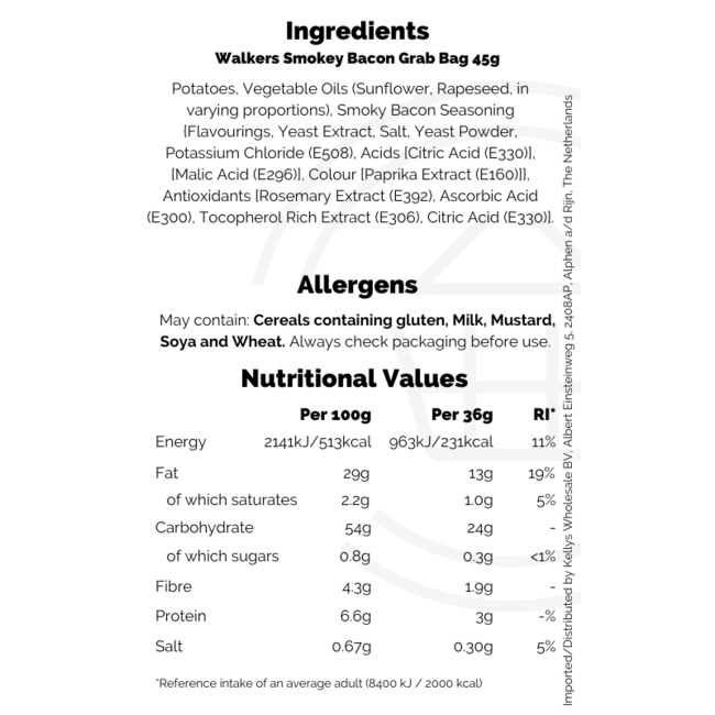 Walkers Smokey Bacon Grab Bag 45g