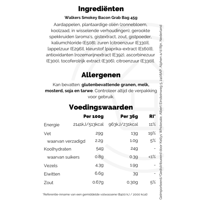 Walkers Smokey Bacon Grab Bag 45g