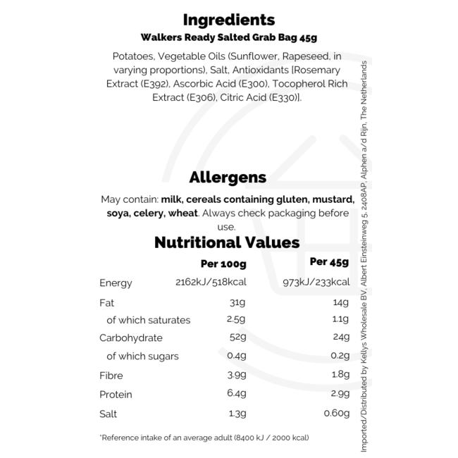 Walkers Ready Salted Grab Bag 45g
